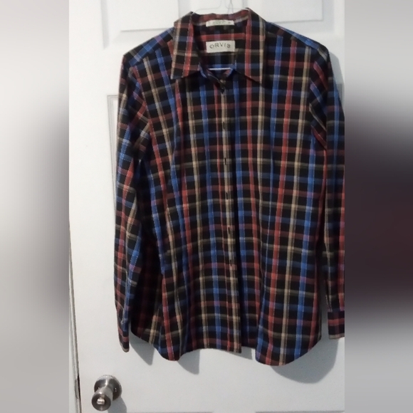 Orvis Women's Plaid Button Down Shirt - Red, Blue, Black - Picture 1 of 4